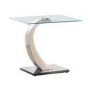 Pruitt Glass Top End Table Clear and Satin - Furniture Now (CA)