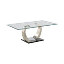 Pruitt Glass Top Coffee Table Clear and Satin - Furniture Now (CA)