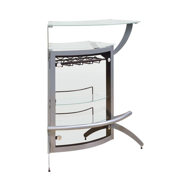 Dallas 2-shelf Home Bar Silver and Frosted Glass - Furniture Now (CA)