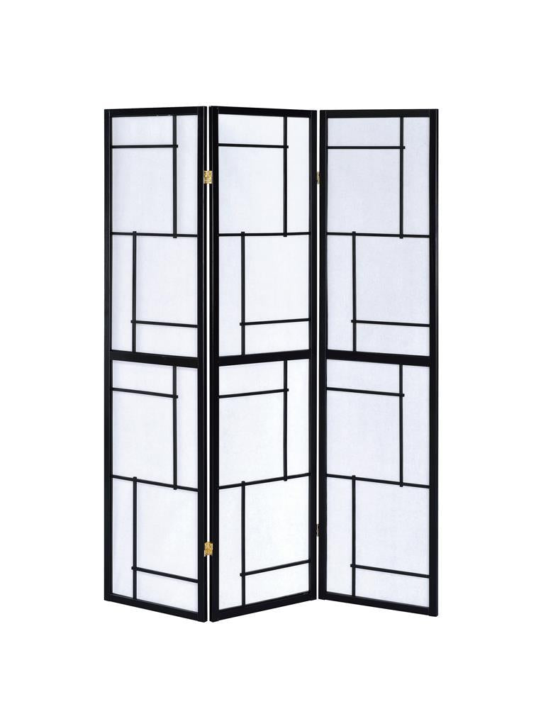 Damis 3-panel Folding Floor Screen Black and White - Furniture Now (CA)