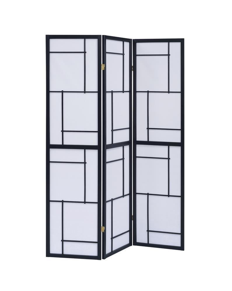Damis 3-panel Folding Floor Screen Black and White - Furniture Now (CA)