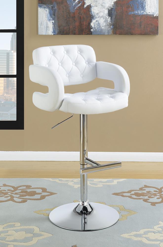 Brandi Adjustable Bar Stool Chrome and White - Furniture Now (CA)