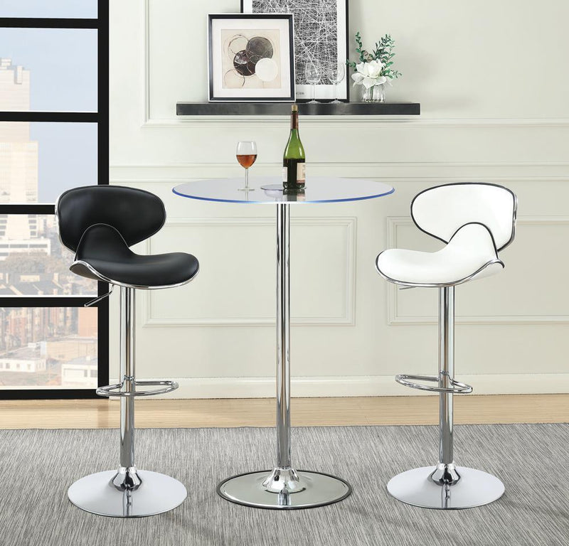 Edenton Upholstered Adjustable Height Bar Stools Black and Chrome (Set of 2) - Furniture Now (CA)