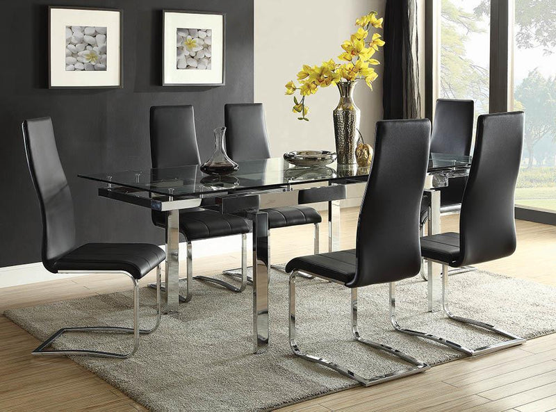 Montclair High Back Dining Chairs Black and Chrome (Set of 4) - Furniture Now (CA)