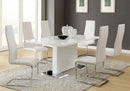 Anges T-shaped Pedestal Dining Table Glossy White - Furniture Now (CA)