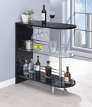 Adolfo 3-tier Bar Table Glossy Black and Clear - Furniture Now (CA)