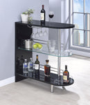Adolfo 3-tier Bar Table Glossy Black and Clear - Furniture Now (CA)