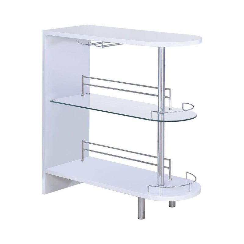 Adolfo 3-tier Bar Table Glossy White and Clear - Furniture Now (CA)