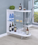 Adolfo 3-tier Bar Table Glossy White and Clear - Furniture Now (CA)