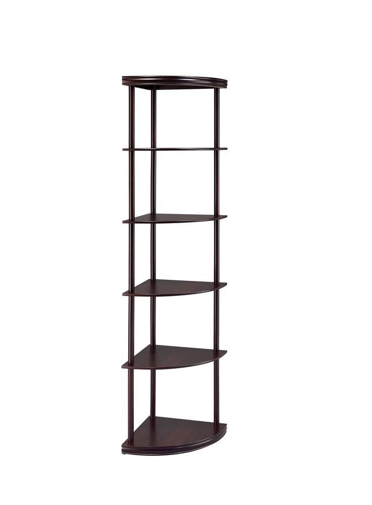 Bonwick 5-shelf Corner Bookshelf Cappuccino - Furniture Now (CA)