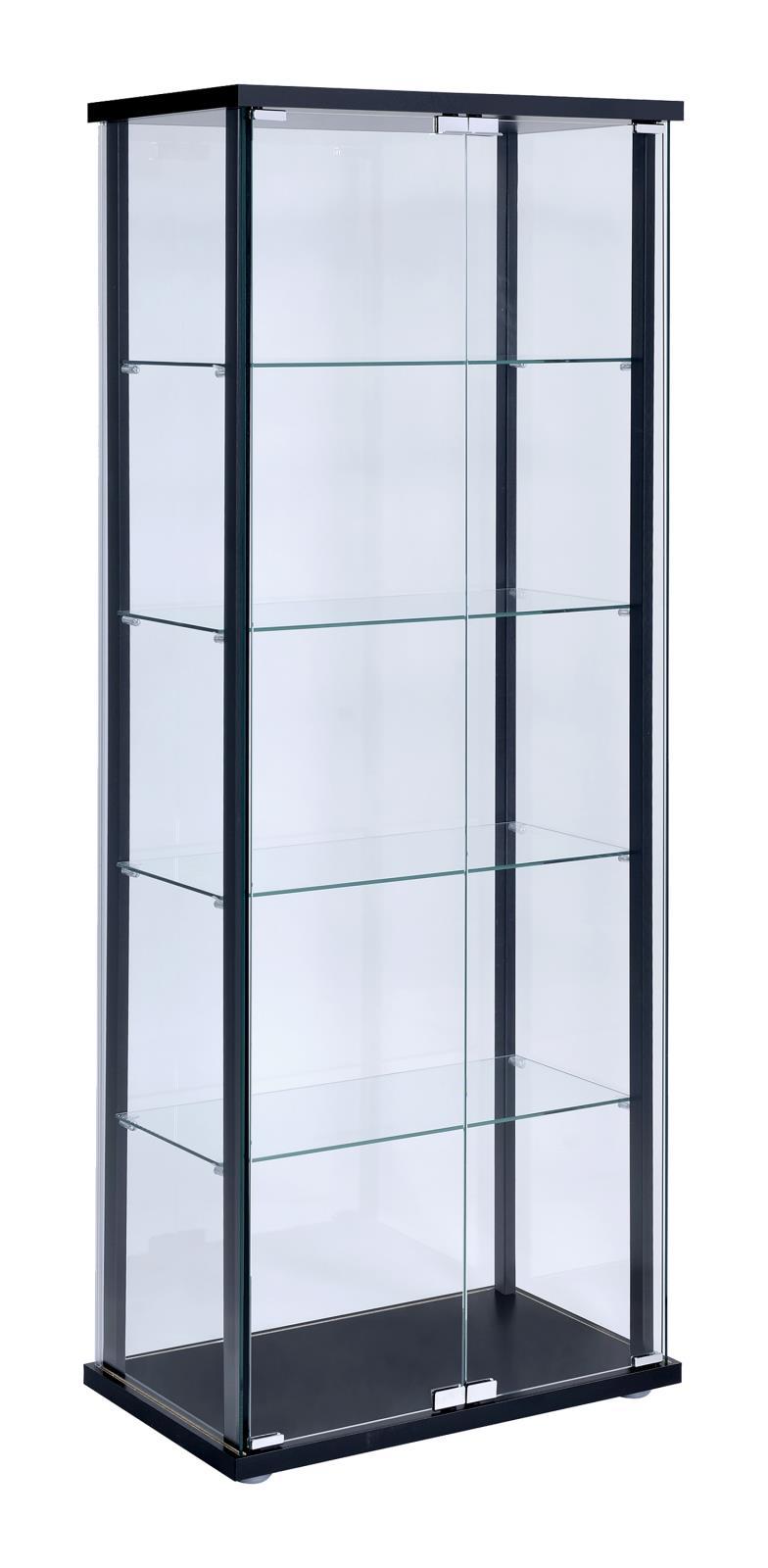 Delphinium 5-shelf Glass Curio Cabinet Black and Clear - Furniture Now (CA)