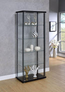 Delphinium 5-shelf Glass Curio Cabinet Black and Clear - Furniture Now (CA)