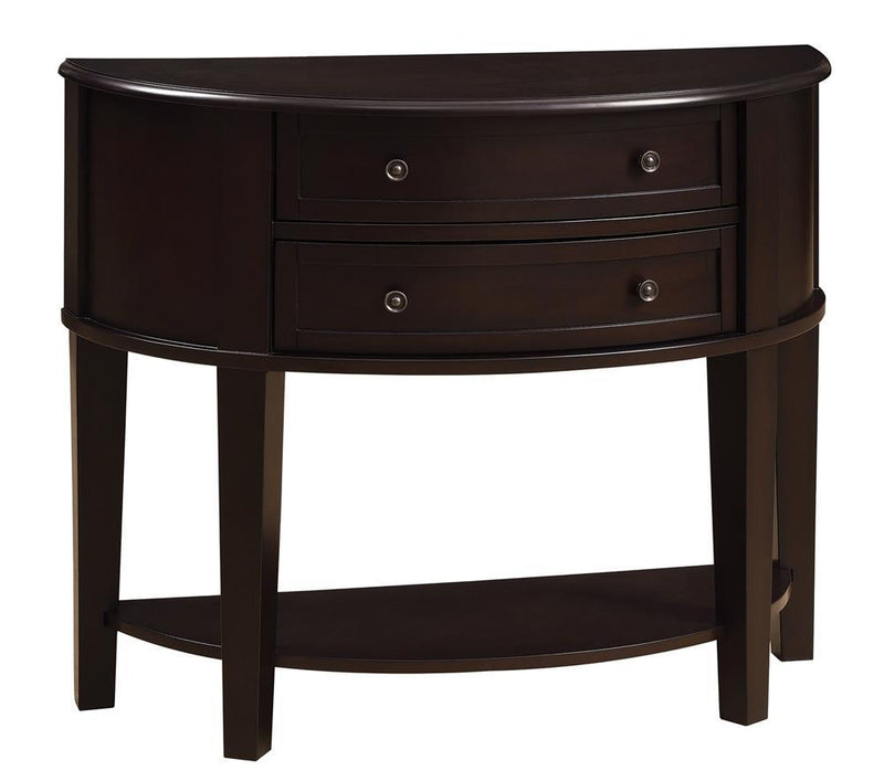 Diane 2-drawer Demilune Shape Console Table Cappuccino - Furniture Now (CA)
