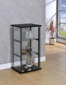 Cyclamen 3-shelf Glass Curio Cabinet Black and Clear - Furniture Now (CA)