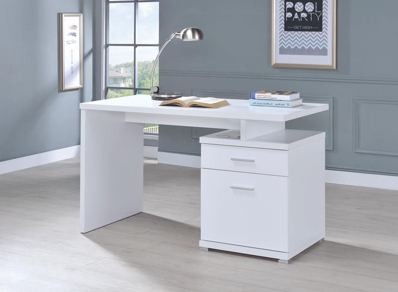Irving 2-drawer Office Desk with Cabinet White - Furniture Now (CA)