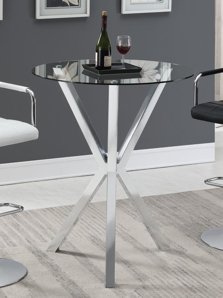 Denali Round Glass Top Bar Table Chrome - Furniture Now (CA)