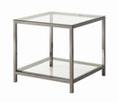 Trini End Table with Glass Shelf Black Nickel - Furniture Now (CA)