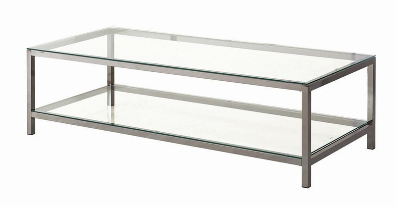 Trini Coffee Table with Glass Shelf Black Nickel - Furniture Now (CA)