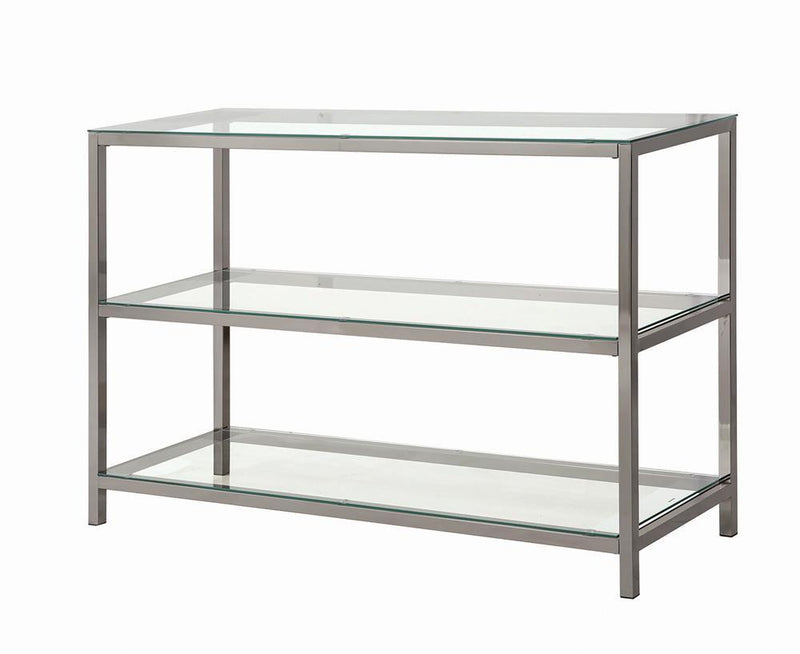 Trini Sofa Table with Glass Shelf Black Nickel - Furniture Now (CA)