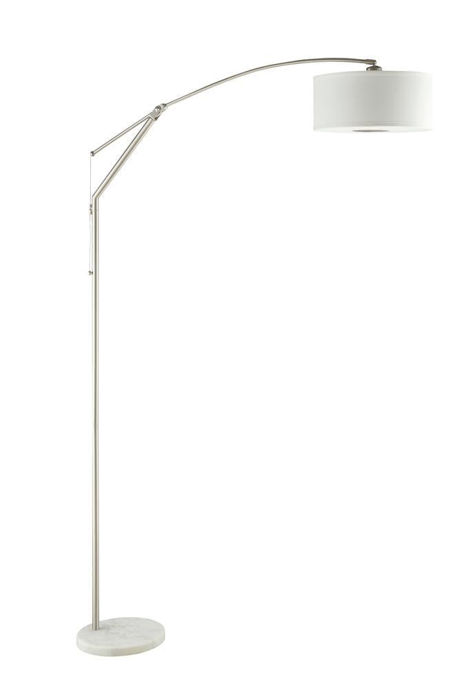 Moniz Adjustable Arched Arm Floor Lamp Chrome and White - Furniture Now (CA)