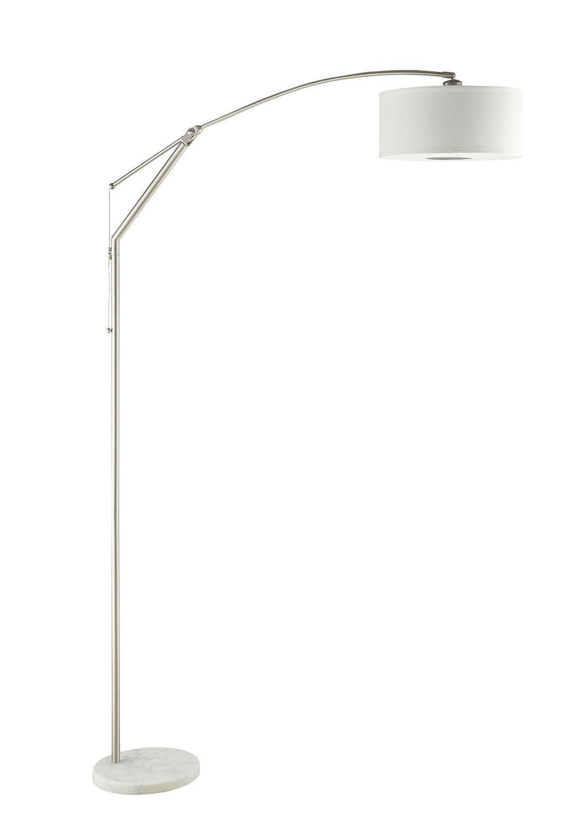 Moniz Adjustable Arched Arm Floor Lamp Chrome and White - Furniture Now (CA)