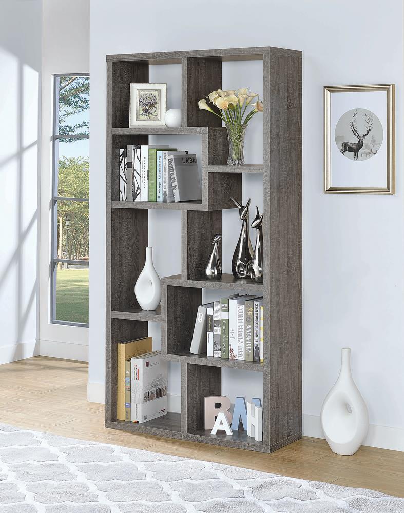 Theo 10-shelf Bookcase Weathered Grey - Furniture Now (CA)