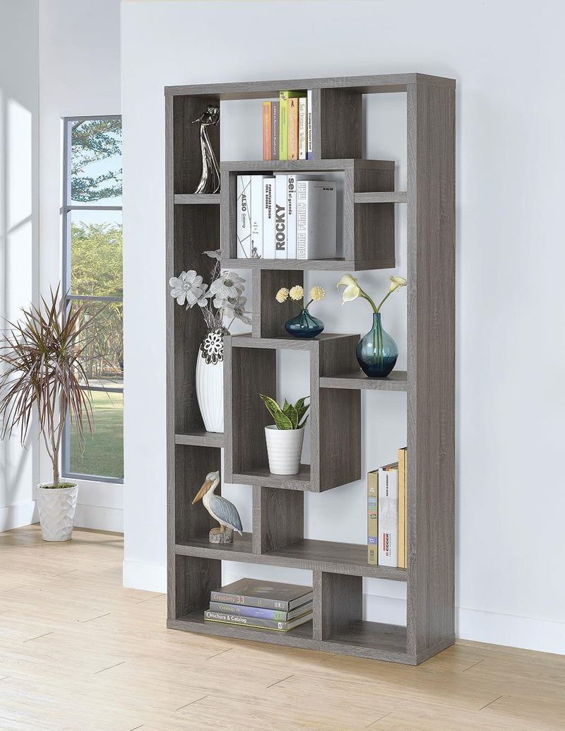 Howie 10-shelf Bookcase Weathered Grey - Furniture Now (CA)