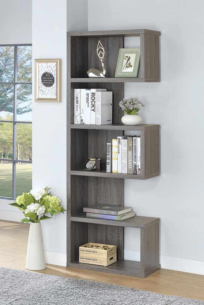 Joey 5-tier Bookcase Weathered Grey - Furniture Now (CA)