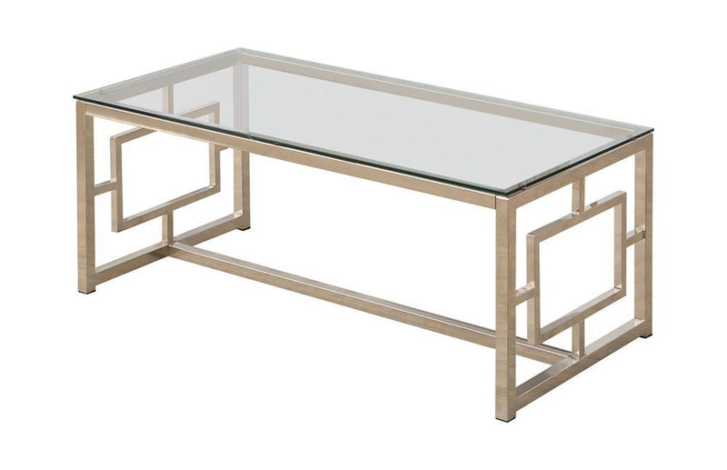 Merced Rectangle Glass Top Coffee Table Nickel - Furniture Now (CA)