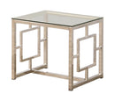 Merced Square Tempered Glass Top End Table Nickel - Furniture Now (CA)