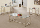 Merced Rectangle Glass Top Coffee Table Nickel - Furniture Now (CA)