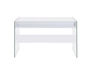 Dobrev 2-drawer Writing Desk Glossy White and Clear - Furniture Now (CA)