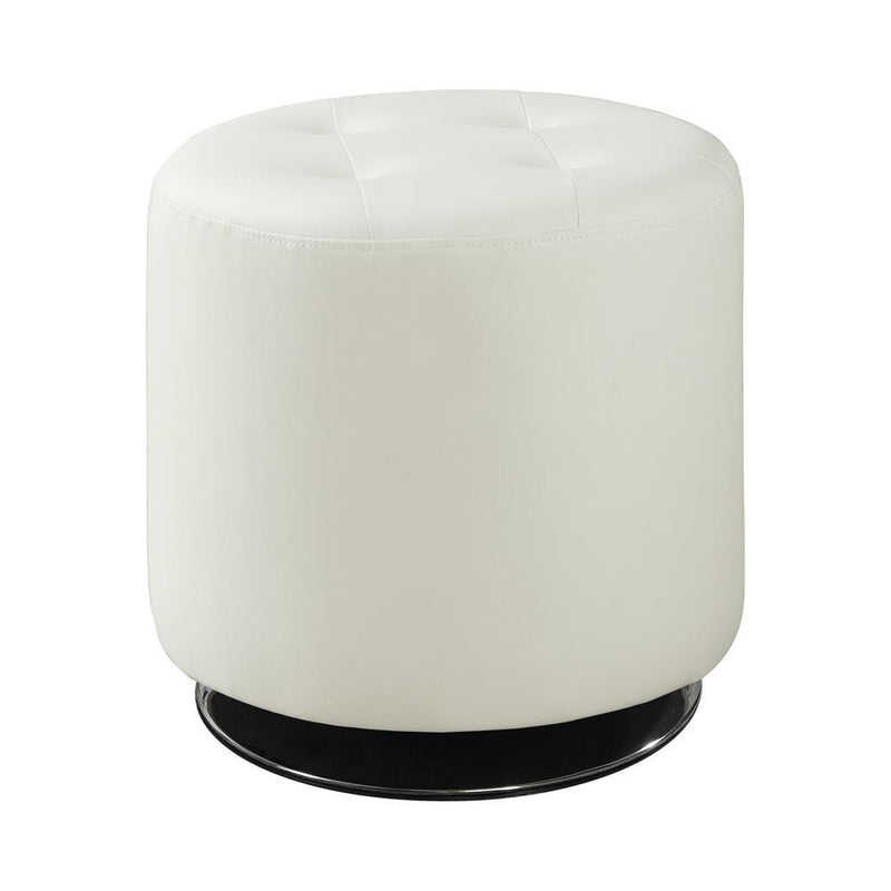 Bowman Round Upholstered Ottoman White - Furniture Now (CA)
