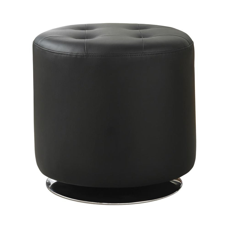 Bowman Round Upholstered Ottoman Black - Furniture Now (CA)