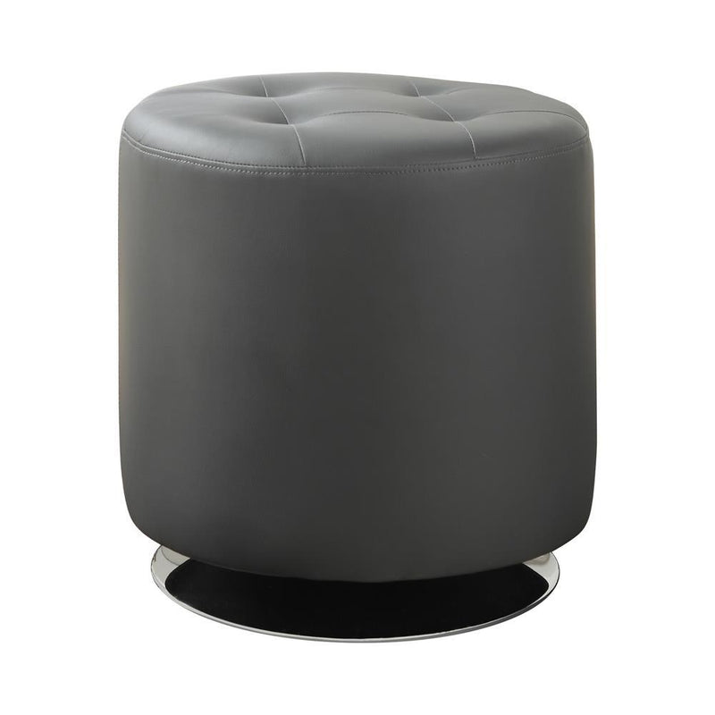 Bowman Round Upholstered Ottoman Grey - Furniture Now (CA)