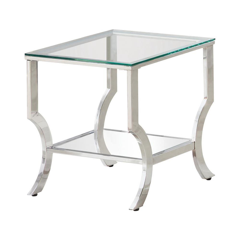 Saide Square End Table with Mirrored Shelf Chrome - Furniture Now (CA)