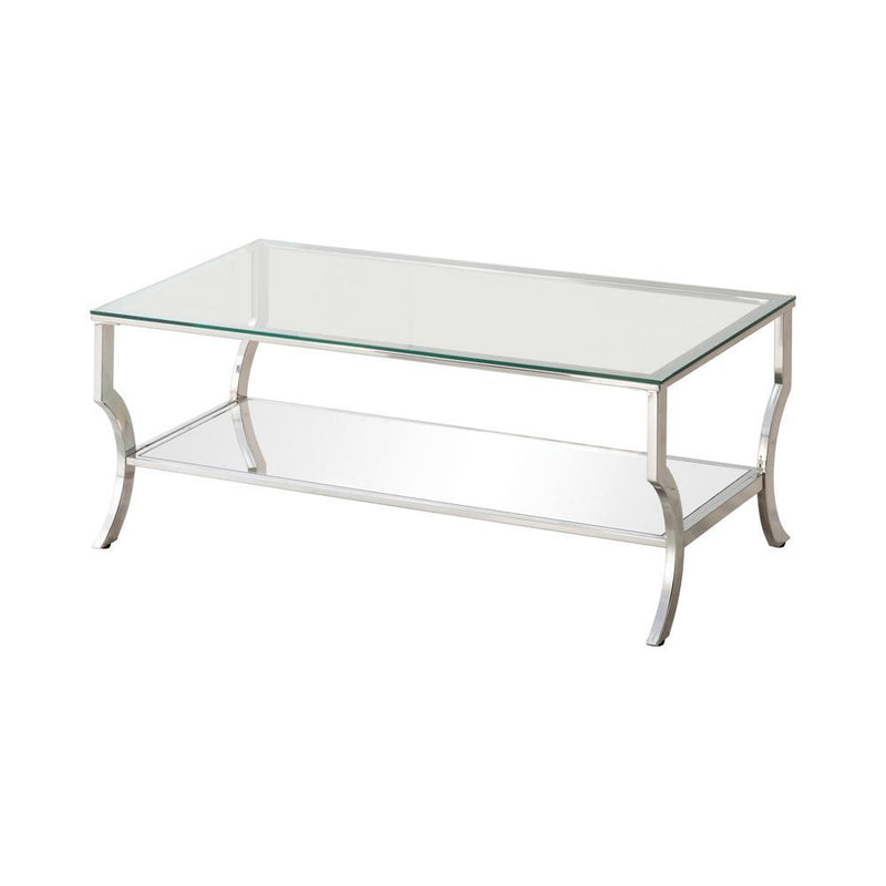 Saide Rectangular Coffee Table with Mirrored Shelf Chrome - Furniture Now (CA)