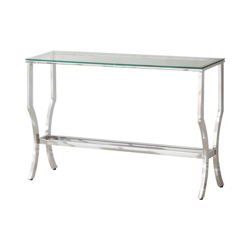 Saide Rectangular Sofa Table with Mirrored Shelf Chrome - Furniture Now (CA)