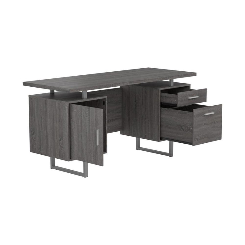 Lawtey Floating Top Office Desk Weathered Grey - Furniture Now (CA)