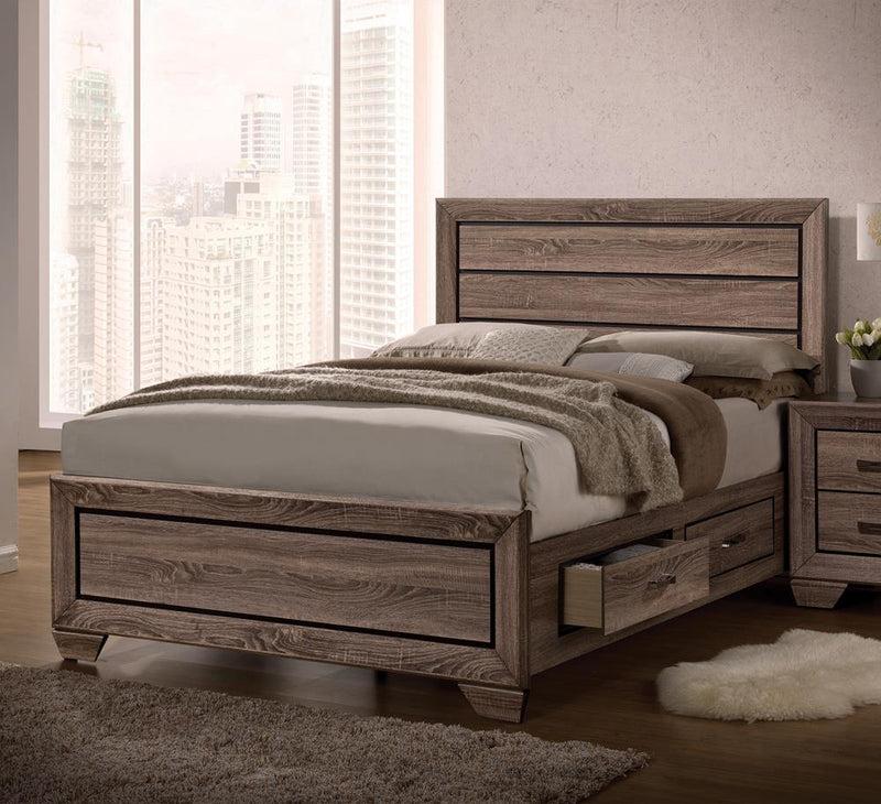 Kauffman California King, E.king, & Queen Panel Bed Washed Taupe - Furniture Now (CA)