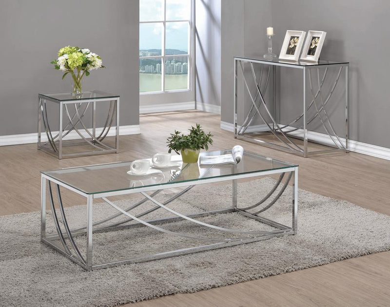 Lille Glass Top Square End Table Accents Chrome - Furniture Now (CA)