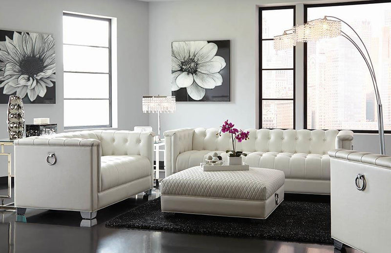 Chaviano Tufted Upholstered Sofa Pearl White - Furniture Now (CA)