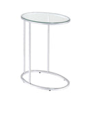 Kyle Oval Snack Table Chrome and Clear - Furniture Now (CA)