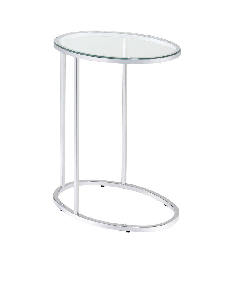 Kyle Oval Snack Table Chrome and Clear - Furniture Now (CA)