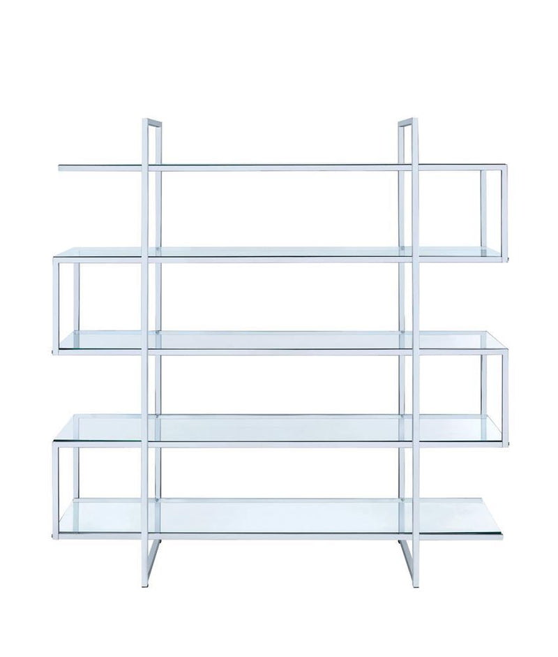 Elmer 5-shelf Bookcase Chrome and Clear - Furniture Now (CA)