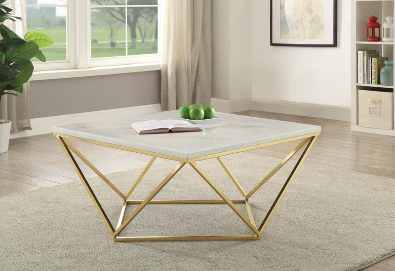 Elana Rectangle 2-shelf Coffee Table Glossy White - Furniture Now (CA)