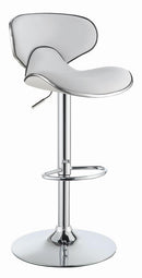 Edenton Upholstered Adjustable Height Bar Stools White and Chrome (Set of 2) - Furniture Now (CA)