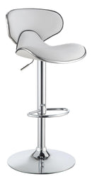 Edenton Upholstered Adjustable Height Bar Stools White and Chrome (Set of 2) - Furniture Now (CA)