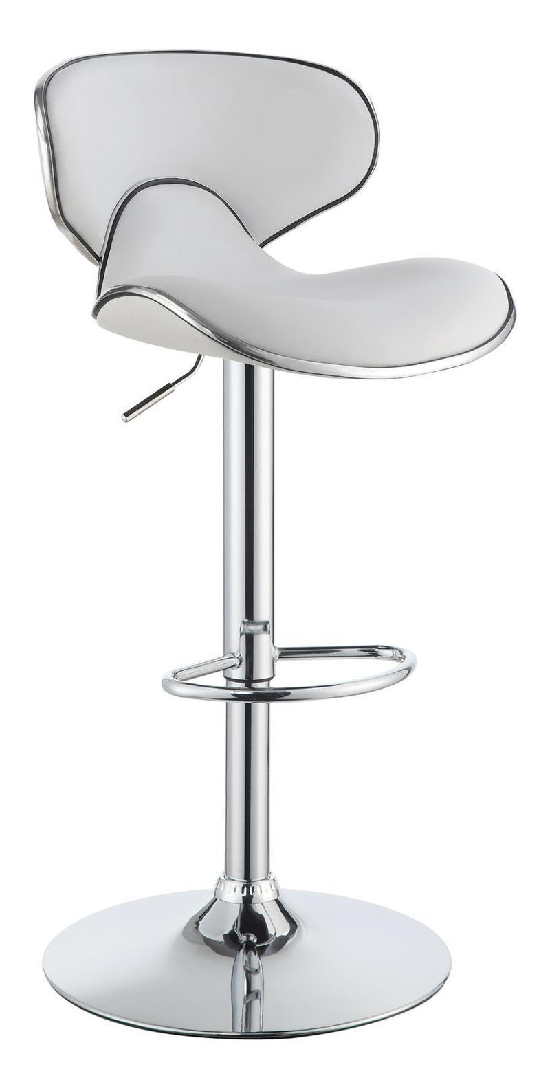 Edenton Upholstered Adjustable Height Bar Stools White and Chrome (Set of 2) - Furniture Now (CA)