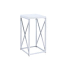 Edmund Accent Table with X-cross Glossy White and Chrome - Furniture Now (CA)